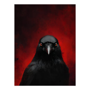 Poster Portrait du corbeau aux yeux cramoisis