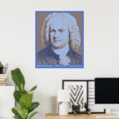 Poster Portrait du texte JS Bach (Bureau à domicile)