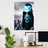 Poster Portrait d'un alien bleu avec lunettes de soleil | (Bureau à domicile)