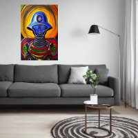 Portrait d'un alien robot coloré | Art AI