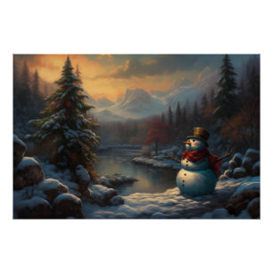 Poster Portrait d'un ami Frosty Christmas Snowman
