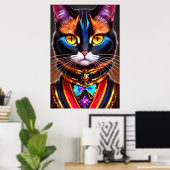 Poster portrait d'un chat anthropomorphique cool | Art AI (Bureau à domicile)