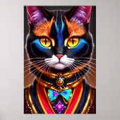 Poster portrait d'un chat anthropomorphique cool | Art AI (Devant)