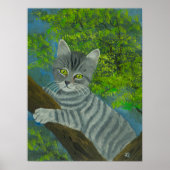 Poster Portrait d'un chat aux yeux verts mignons dans l'a (Devant)