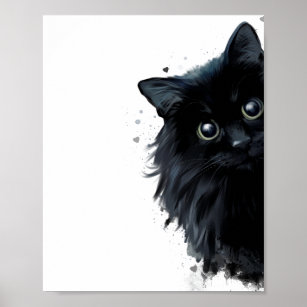 Poster Portrait d'un chat noir moelleux