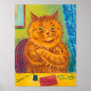 Poster Portrait d'un chat Orange littéraire de Louis Wain