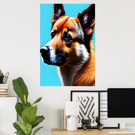 Poster Portrait d'un chien de berger islandais | AI Art P (Bureau à domicile)