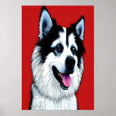 Poster Portrait d'un chien d'esquimau américain | AI Art (Devant)