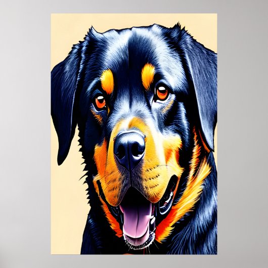 Poster Portrait d'un cool Rottweiler | Art AI (Devant)