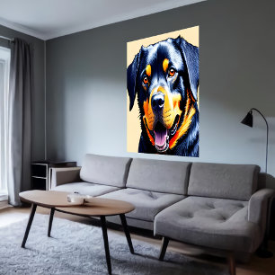Poster Portrait d'un cool Rottweiler Art AI
