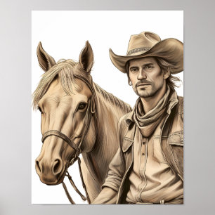 Poster Portrait d'un cowboy
