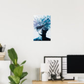 Poster Portrait d'un esprit brisé - Explosion de cristal (Bureau à domicile)