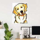 Poster Portrait d'un Golden Retriever (Bureau à domicile)