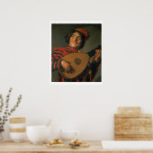 Poster Portrait d'un Jester avec une Lute (huile sur toil (Cuisine)