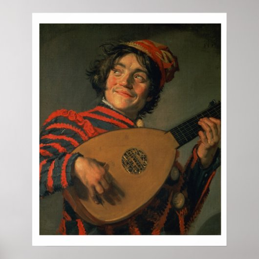 Poster Portrait d'un Jester avec une Lute (huile sur toil (Devant)