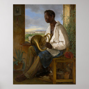 Poster Portrait d'un joueur de cor, peinture célèbre