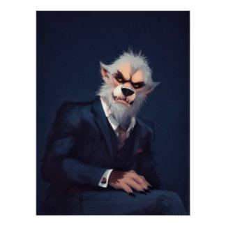 Poster Portrait d'un loup-garou en costume