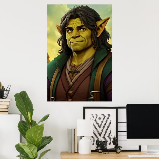 Poster Portrait d'un orc Halfling hybride | Art AI (Bureau à domicile)