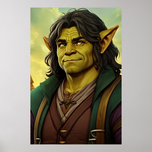 Poster Portrait d'un orc Halfling hybride | Art AI (Devant)