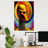 Poster Portrait d'un robot jaune cool | Art AI (Bureau à domicile)