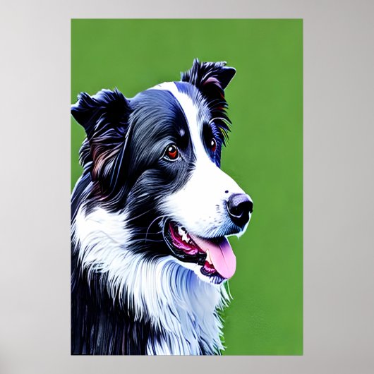 Poster Portrait d'une adorable colle frontalière | Art AI (Devant)