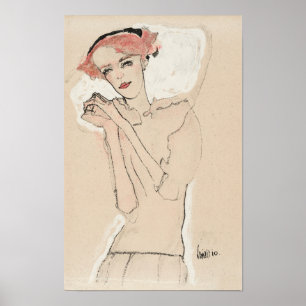 Poster Portrait d'une femme (1910) par Egon Schiele