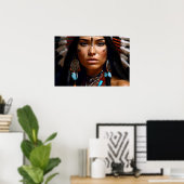 Poster Portrait d'une femme amérindienne (Bureau à domicile)