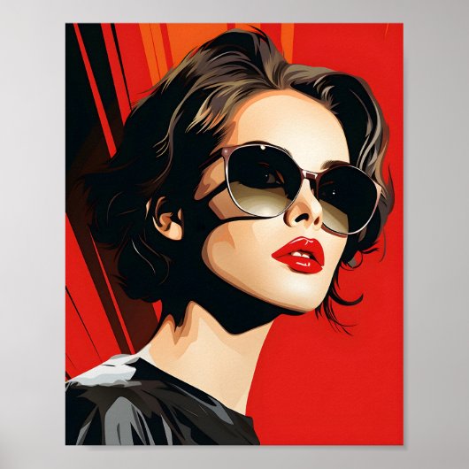Poster Portrait D'Une Femme Cool Portant Des Lunettes (Devant)