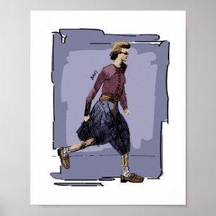 Poster Portrait d'une femme élégante marchant à mi-pas