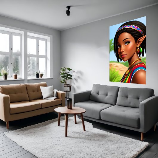 Poster Portrait d'une femme elfe hybride humain | Art AI