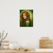 Poster Portrait d'une femme en or celtique Shamrock vert (Cuisine)