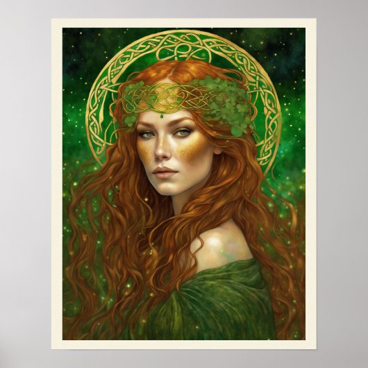 Poster Portrait d'une femme en vert Shamrock (Devant)