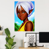 Poster Portrait d'une femme hybride elfe humain | Art AI (Bureau à domicile)