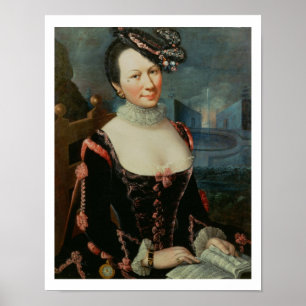 Poster Portrait d'une femme tenant une illustration