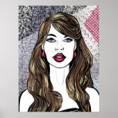 Poster Portrait d'une fille aux longs cheveux bruns (Devant)