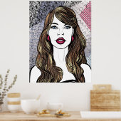 Poster Portrait d'une fille aux longs cheveux bruns (Cuisine)