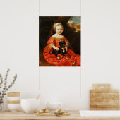 Poster Portrait d'une fille avec un chien (Cuisine)