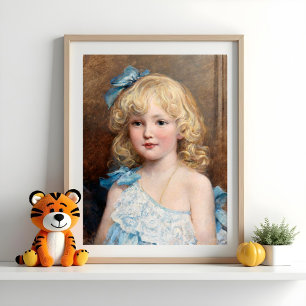 Poster Portrait d'une fille en robe bleue, Heywood Hardy
