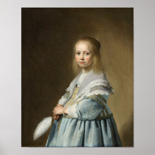 Poster Portrait d'une fille habillée en bleu par J. Corne