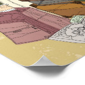 Poster Portrait d'une jeune femme assise sur une valise (Coin)