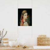 Poster Portrait d'une jeune fille à Sarafan et (Cuisine)