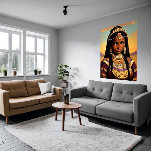 Poster Portrait d'une jeune princesse africaine | Art AI