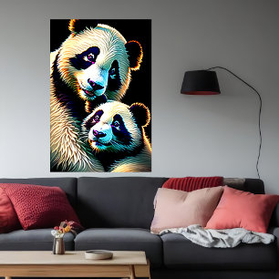Poster Portrait d'une mère et d'un enfant de Panda   Art 
