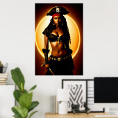 Poster Portrait d'une mignonne dame pirate africaine | Ar (Bureau à domicile)
