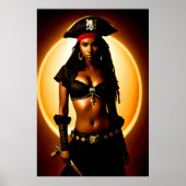 Poster Portrait d'une mignonne dame pirate africaine | Ar (Devant)