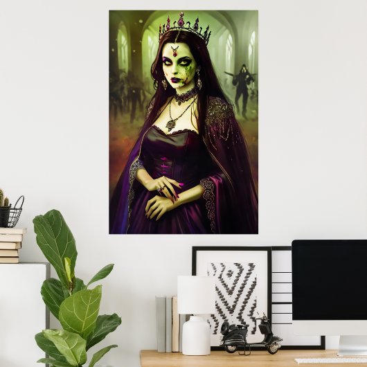Poster Portrait d'une reine zombie | Art AI (Bureau à domicile)