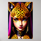 Poster portrait d'une Zoomorphale fille guépard | Art AI (Devant)