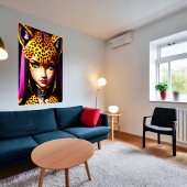 Poster portrait d'une Zoomorphale fille guépard | Art AI