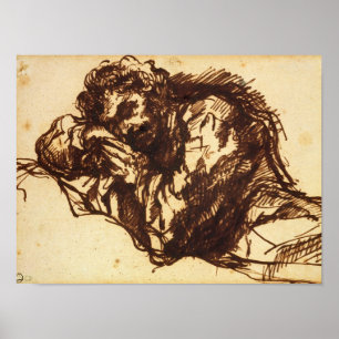 Poster Portrait en buste d'un homme se pliant plus de