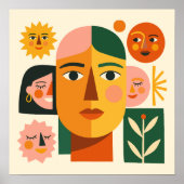 Poster Portrait en collage à double visage avec soleil et (Devant)